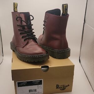 Dr. Martens AirWair LUANA Cherry Red Combat Boots Sz 8 Like New With Box